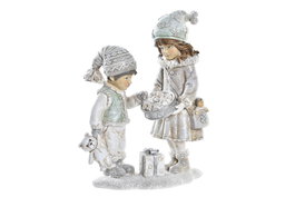DKD Home Decor Figura Resina Niños Gris 15,5x8x19 cm