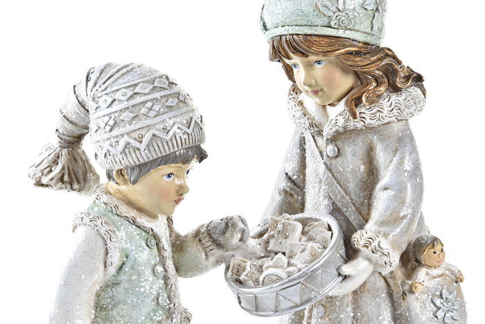 DKD Home Decor Figura Resina Niños Gris 15,5x8x19 cm