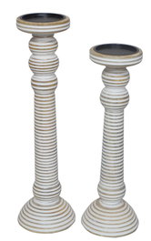 DKD Home Decor Set de 2 Portavelas de Mango y Hierro Decape