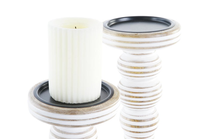DKD Home Decor Set de 2 Portavelas de Mango y Hierro Decape