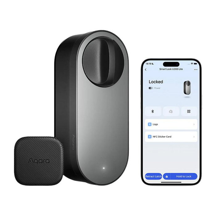 Aqara Smart Lock U200 Lite EL-D03D-B, Cerradura de puerta inteligente Bluetooth, Negro, 7,4V, -15 a 55 °C Aqara Smart Lock U200 Lite EL-D03D-B, Cerradura de puerta inteligente Bluetooth, Negro, 7,4V, -15 a 55 °C