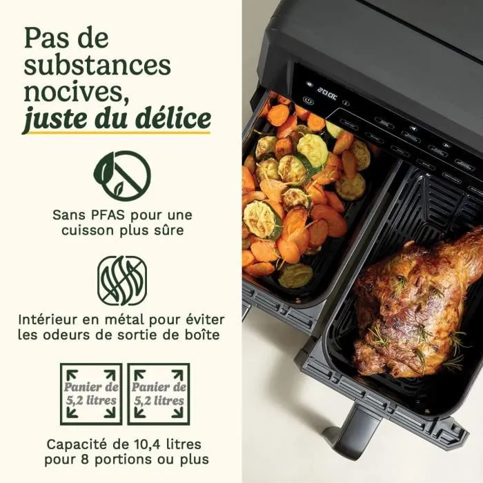 Cuisinart AFD10XBLE Freidora de Aire con Tanque Doble, 10.4 L, 2400 W, Negra