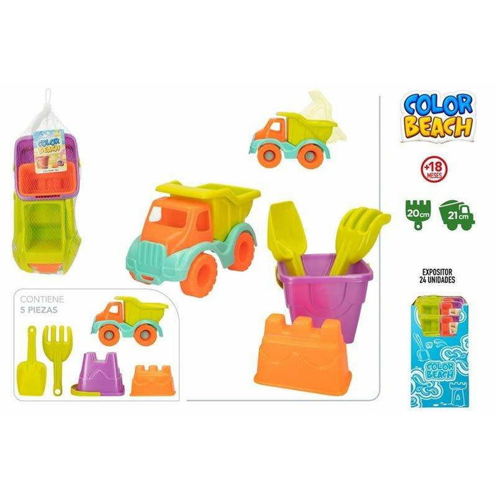 Set de Juguetes de Playa Colorbaby Camión Volquete 21 cm 5 Piezas Set de Juguetes de Playa Colorbaby Camión Volquete 21 cm 5 Piezas