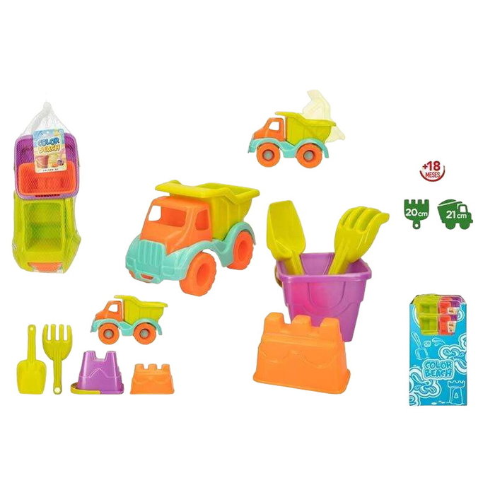 Set de Juguetes de Playa Colorbaby Camión Volquete 21 cm 5 Piezas Set de Juguetes de Playa Colorbaby Camión Volquete 21 cm 5 Piezas