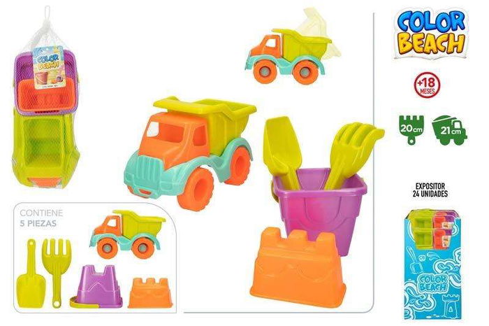 Color Baby Set de Playa Camión 21cm, Cubo Castillo y Palas 20cm Color Baby Set de Playa Camión 21cm, Cubo Castillo y Palas 20cm