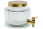 DKD Home Decor Dispensador de Bebidas Dorado de Cristal y Metal con Cierre Hermético