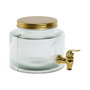 DKD Home Decor Dispensador de Bebidas Dorado de Cristal y Metal con Cierre Hermético