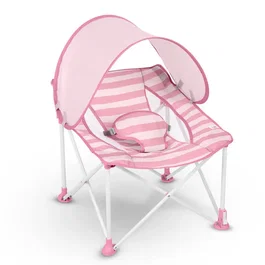 Bright Stars Hamaca plegable Pop 'N Chill rosa para bebé con parasol SPF 50+ y bolsa de transporte