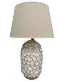DKD Home Decor Lámpara de Sobremesa de Porcelana y Lino Blanco Roto