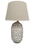DKD Home Decor Lámpara de Sobremesa de Porcelana y Lino Blanco Roto