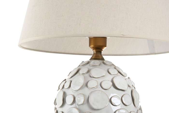 DKD Home Decor Lámpara de Sobremesa de Porcelana y Lino Blanco Roto DKD Home Decor Lámpara de Sobremesa de Porcelana y Lino Blanco Roto