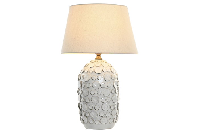 DKD Home Decor Lámpara de Sobremesa de Porcelana y Lino Blanco Roto DKD Home Decor Lámpara de Sobremesa de Porcelana y Lino Blanco Roto