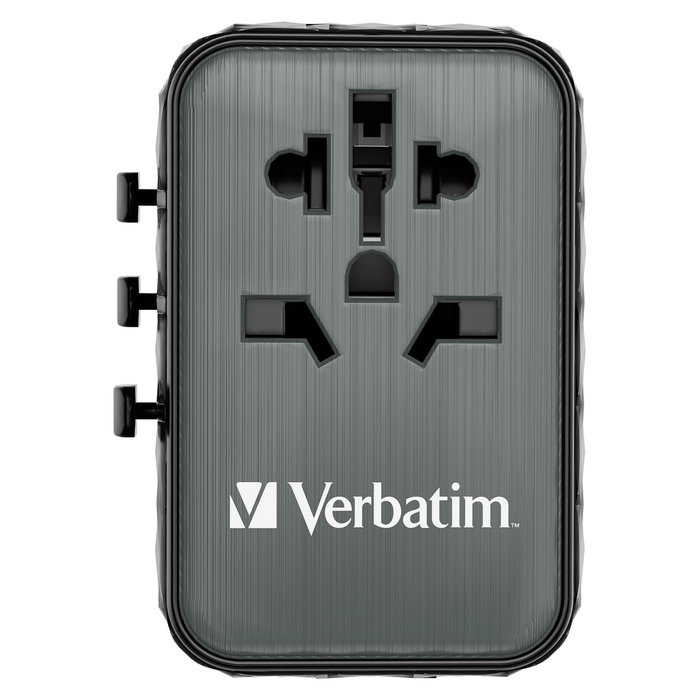 Verbatim Adaptador Universal de Viaje UTA-05 con 2 Puertos USB-C y 2 Puertos USB-A, Carga Rápida