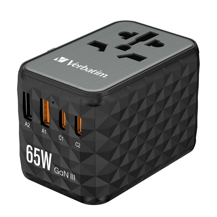 Verbatim UTA-05 Adaptador de Viaje Universal GaN III con 2 USB-C y 2 USB-A 65W Verbatim UTA-05 Adaptador de Viaje Universal GaN III con 2 USB-C y 2 USB-A 65W