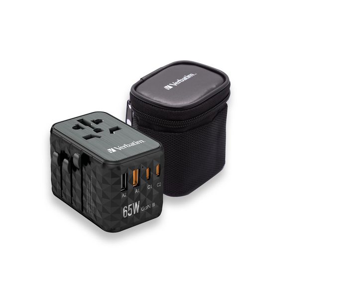 Verbatim UTA-05 Adaptador de Viaje Universal GaN III con 2 USB-C y 2 USB-A 65W Verbatim UTA-05 Adaptador de Viaje Universal GaN III con 2 USB-C y 2 USB-A 65W