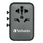 Verbatim UTA-05 Adaptador de Viaje Universal GaN III con 2 USB-C y 2 USB-A 65W