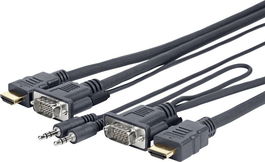 Vivolink Cable Adaptador HDMI a VGA y 3.5mm, Conectores Macho-Macho, 7 Metros