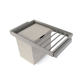 Emuca Kit de pantalonero de 7 varillas, cesto y bastidor regulable Quartz para armarios, guías de cierre suave y extracción total, Módulo 80cm, Acabado Titanio
