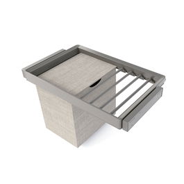 Emuca Kit de pantalonero de 7 varillas, cesto y bastidor regulable Quartz para armarios, guías de cierre suave y extracción total, Módulo 80cm, Acabado Titanio