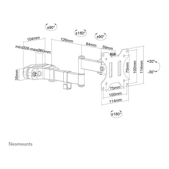 Neomounts Soporte de Poste para TV 75x75-100x100mm, Carga 8kg, para Pantallas 17-32 Pulgadas Neomounts Soporte de Poste para TV 75x75-100x100mm, Carga 8kg, para Pantallas 17-32 Pulgadas