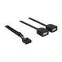 DeLOCK Adaptador USB 2.0 83823, 2 x USB A Hembra, 0.4 m, 0.48 Gbit/s, Negro