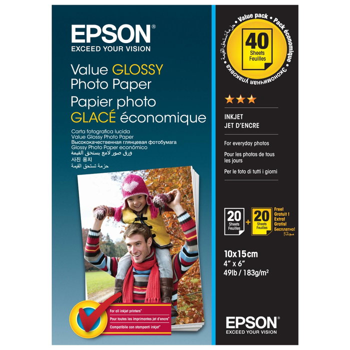 Epson Papel fotográfico brillante Value 10x15cm Blanco