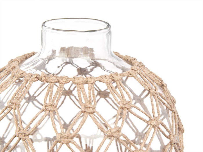 Giftdecor Esfera Vidrio y Cuerda Natural Transparente Decorativa 21x23x21 cm (Set de 4)