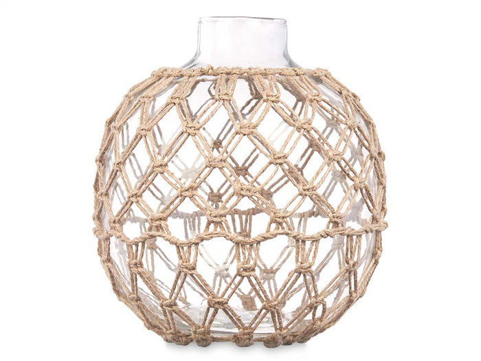 Giftdecor Esfera Vidrio y Cuerda Natural Transparente Decorativa 21x23x21 cm (Set de 4)