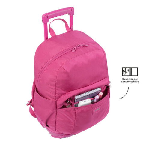 Totto Mochila Escolar con Ruedas Trik Rosa MA03TKI003-23100-M89 Capacidad 27L Compartimento PC 14 Pulgadas