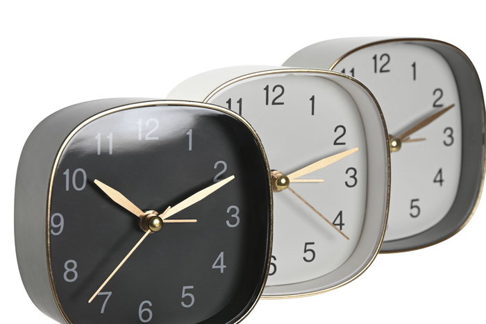 DKD Home Decor Reloj Sobremesa Moderno Blanco Negro 3.6 x 8.5 x 8.5 cm (3 Unidades)