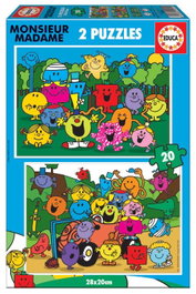 EDUCA BORRAS Puzzle Infantil Monsieur Madame 2x20 Piezas