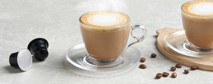 Vivalto Taza de Café de Vidrio 170ml con Plato 12.2x8x12.2cm Transparente (Set de 24)