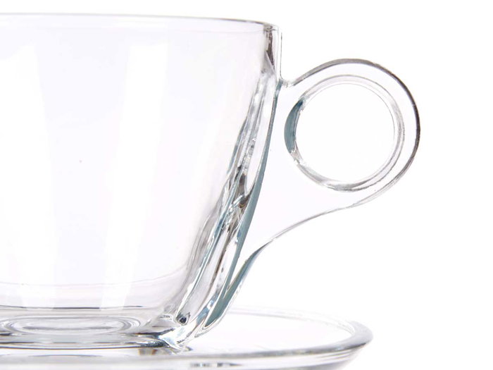Vivalto Taza de Café de Vidrio 170ml con Plato 12.2x8x12.2cm Transparente (Set de 24)
