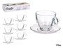 Vivalto Taza de Café de Vidrio 170ml con Plato 12.2x8x12.2cm Transparente (Set de 24)
