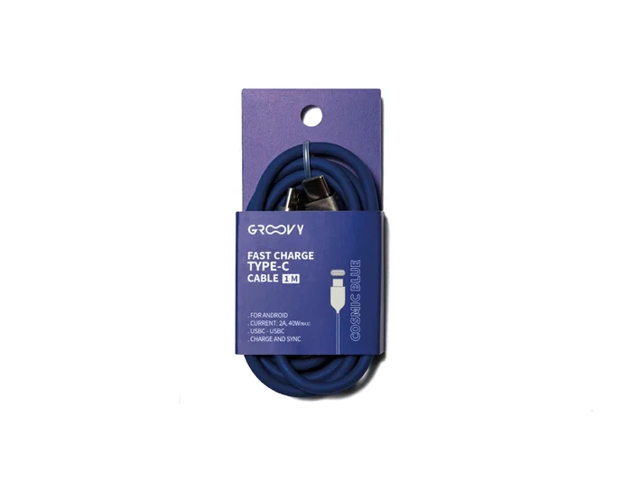 GROOVY Cable USB-C a USB-C de Silicona Suave 1 m Azul Cobalto