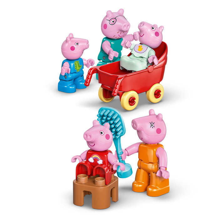 LEGO Duplo Casa Familiar Peppa Pig 10467, Juguete de Construcción con Figuras de Peppa Pig, Mamá Pig, Papá Pig, George Pig y Evie Pig para Niños +2 Años