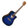 LAG Guitarra Acústica Folk Electroacústica Dreadnought A/E Cutaway Edición Limitada Blue Burst Lag Tapa Cedro Rojo Macizo