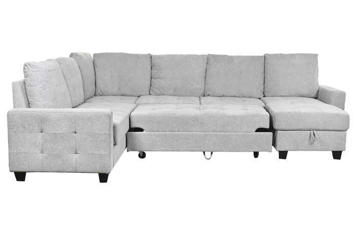 DKD Home Decor Sofá Cama Moderno Chaiselongue Gris 242 x 86 x 307 cm