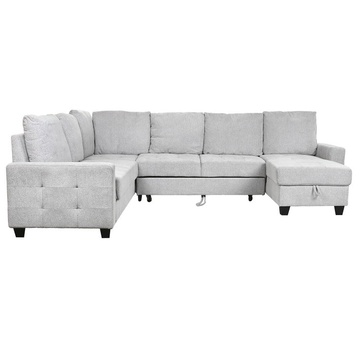 DKD Home Decor Sofá cama con chaise longue en poliéster gris