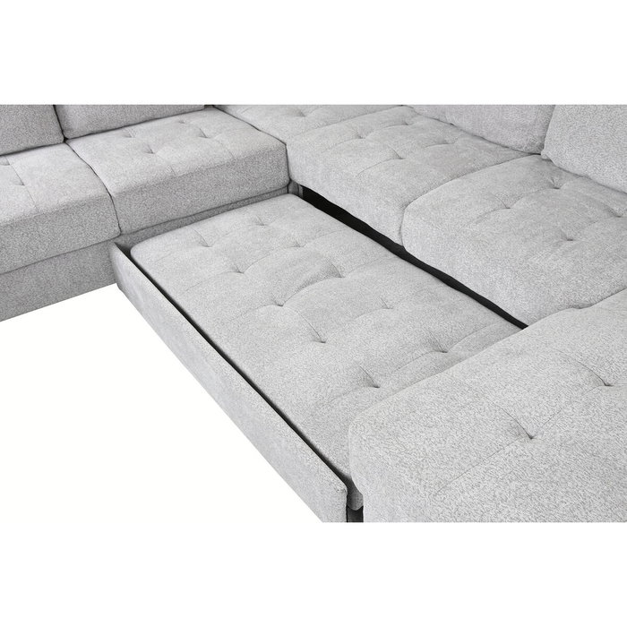 DKD Home Decor Sofá cama con chaise longue en poliéster gris