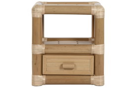 DKD Home Decor Mesita de Noche Tropical Bambu Ratan Natural 50 x 40 x 55 cm