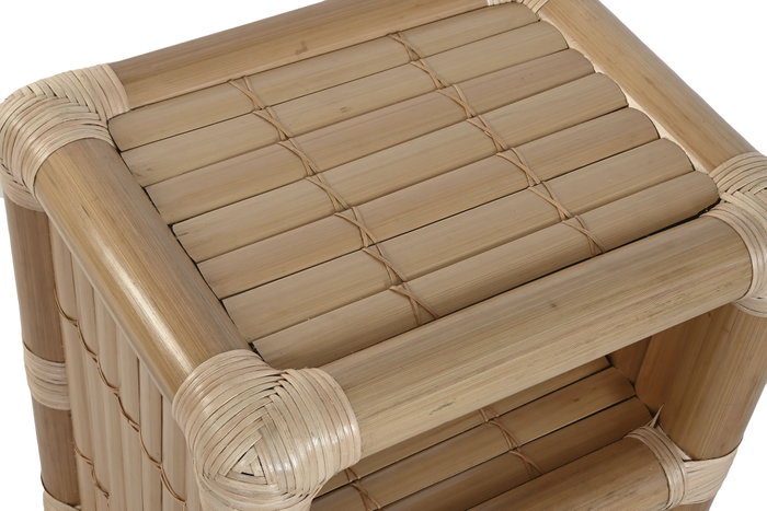 DKD Home Decor Mesita de Noche Tropical Bambu Ratan Natural 50 x 40 x 55 cm
