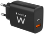 Ewent EW1319 Cargador de Pared Rápido 20W USB-C y QC3.0 Negro