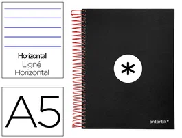 Antartik Cuaderno Espiral A5 Micro Tapa Forrada Negro 120 Hojas