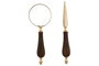 DKD Home Decor Set de 2 Lupas de Mano con Mango de Mango y Latón