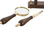 DKD Home Decor Lupa de Mano Vintage Marron Oscuro Dorado 7 x 11 x 25 cm Set de 2