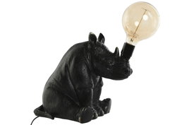 DKD Home Decor Lámpara de Sobremesa Rino Negro en Resina