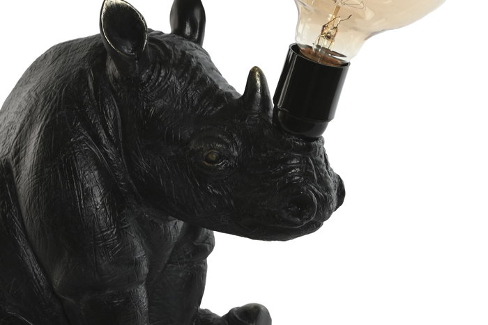 DKD Home Decor Lámpara de Sobremesa Rino Negro en Resina
