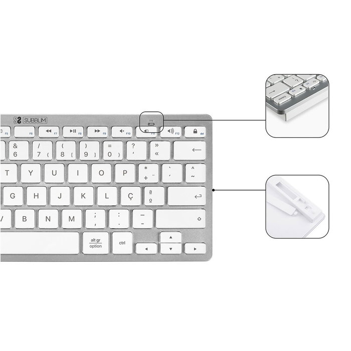 Subblim Combo Teclado y Ratón Multidispositivo Compacto Plata Portugués