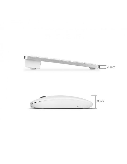 Subblim Combo PT Teclado y Ratón Inalámbrico Plata, Conexión Triple (Bluetooth 2.4G), Compacto, Silencioso, Recargable, 1600 DPI, Para PC/Mac/Android/iOS/Smart TV